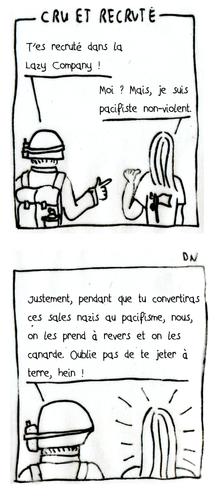 CRU ET RECRUTE, strip de Zéda pour l'article 7BD sur Lazy Company T1 de Boidin et Ullcer chez Delcourt