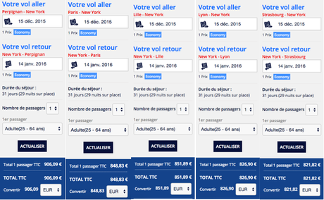 Partir depuis un aéroport français avec AirFrance en passant par CDG reste sensiblement les prix que les vols directs Paris - New York.