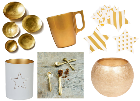 deco table de noel or et blanc