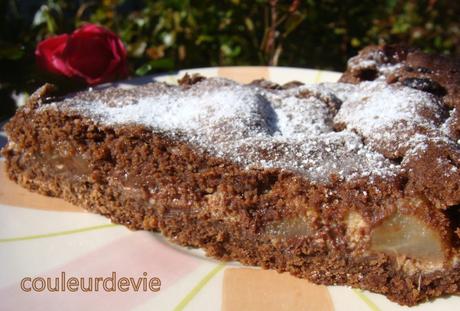 Tourte chocolatée aux poires