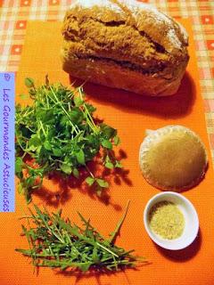 Tartines au champignon, mouron, roquette et noix (Vegan)