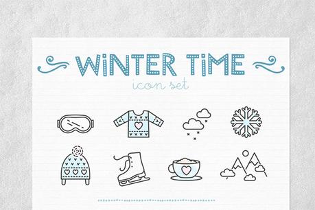 24 vector linear Winter Time icons - InnaMoreva