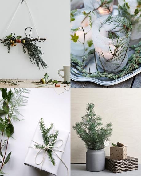 A natural decor with Christmas tree branches