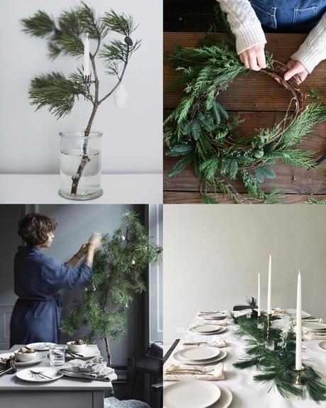 A natural decor with Christmas tree branches