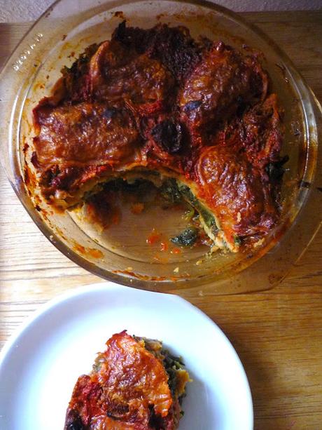 « Lasagnes » épinards-tomates séchées et mozzarella , sans gluten « Lasagnes » épinards-tomates séchées et mozzarella , sans gluten