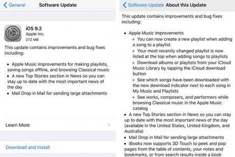 Apple rend dispoible iOS 9.2 pour tout le monde