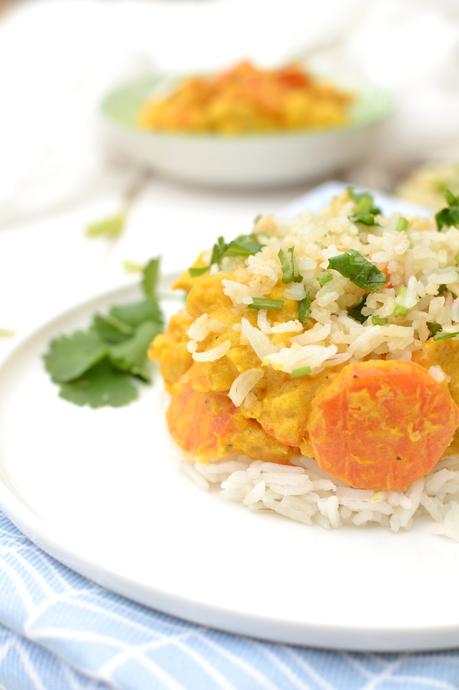 Curry de légumes d'hiver, crumble croustillant de riz aux noix de cajou [Challenge Basmati Tilda]