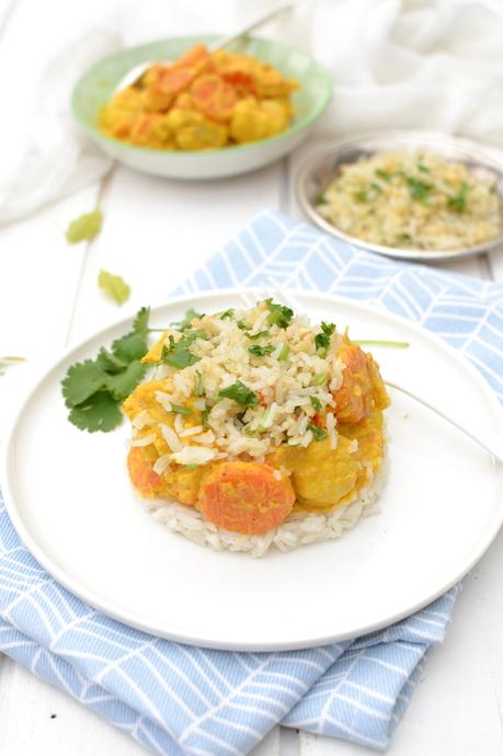 Curry de légumes d'hiver, crumble croustillant de riz aux noix de cajou [Challenge Basmati Tilda]