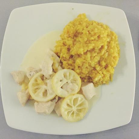 Poulet au citron et son risotto au safran