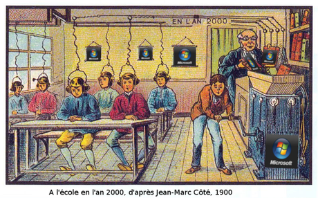 L'école en l'an 2000 © BM - d'après Jean-Marc Côté (vers 1900)