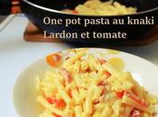 pasta knaki, lardon tomate
