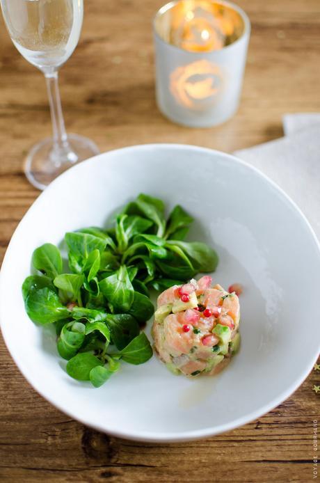 Tartare de saumon, avocat et grenade