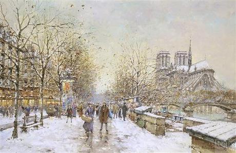 Winter in Paris, Notre Dame - Antoine Blanchard