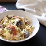 Pâtes fraîches maison aux cèpes et au jambon de Bayonne