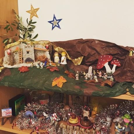 Crèche de Noël aux champignons