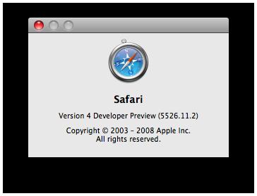 iPhone 2.0 (Build 5A331), OS X 10.6 (Build 10A96), Safari 4
