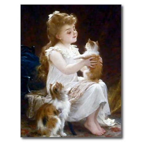 Peinture de chats d'animal familier d'enfant de cartes postales