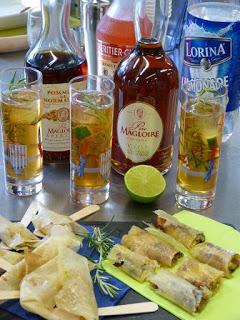 Un cocktail avec le calvados Père Malgoire et ses amuse-bouches