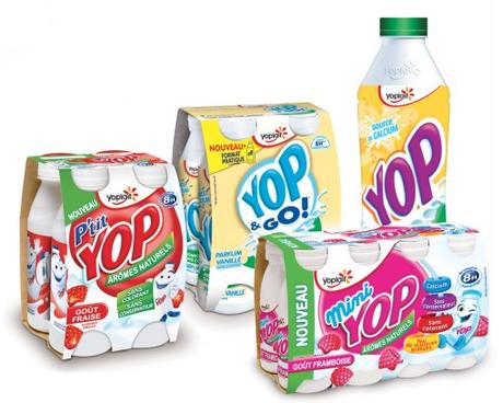 Yop est dĂŠsormais disponible en 4 formats : min (100g), petit (180 g), Yop & Go (250g) et Classique (850 g).
