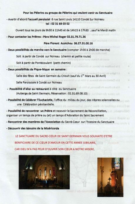 Programme Année Sainte SACRE-COEUR SAINT GERMAIN DU CRIOULT