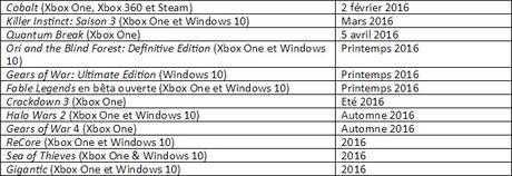 Microsoft : un bilan 2015 résumé et un catalogue de jeux pour 2016