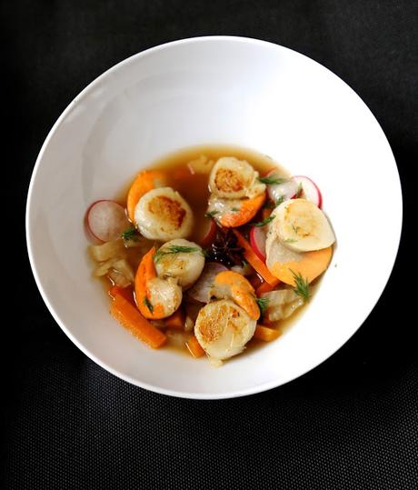 Nage de coquilles St Jacques au cidre