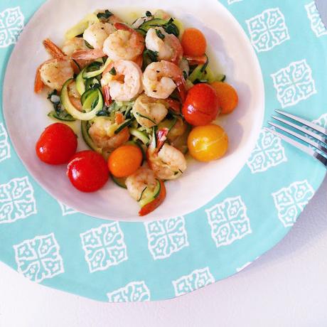 Zoodles aux crevettes - Recette Paleo