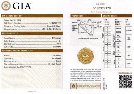 certificat authenticite diamant GVS2 du GIA