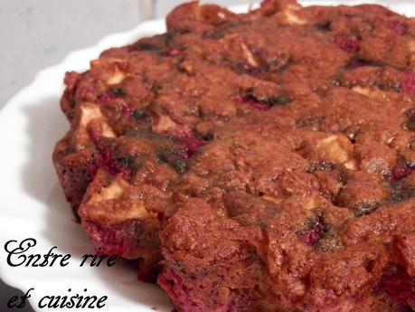 Gâteau à la farine de Maïs, aux Pommes et aux Framboises