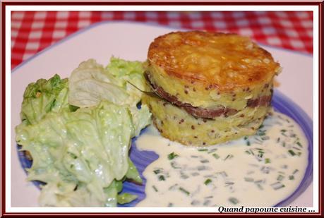PARMENTIER D'ANDOUILLE DE VIRE CHAUD LIE A LA MOUTARDE A L'ANCIENNE SERVI SUR UN CREMEUX DE CIBOULETTE parmentier d'andouille de Vire chaud-1836