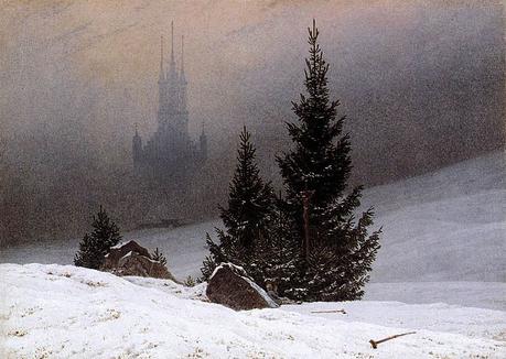 Caspar David Friedrich paysage neige église