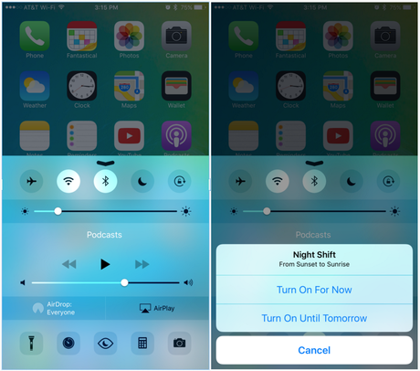 mode '' Night Shift ''iOS 9.3 Beta 2