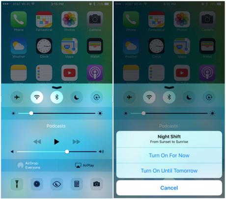 mode '' Night Shift ''iOS 9.3 Beta 2