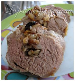 Filet de porc farci au brie, aux noix et poires
