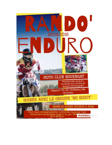 Rando motos et quads du MC Rouergat (12) le 16 avril 2016