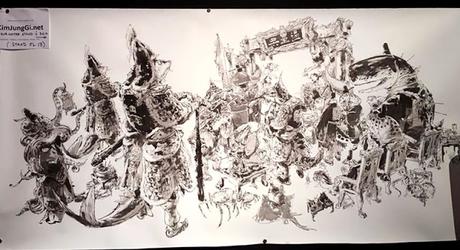 Fresque de Kim Jung Gi terminée à la fin du FIBD d'Angoulême 2016