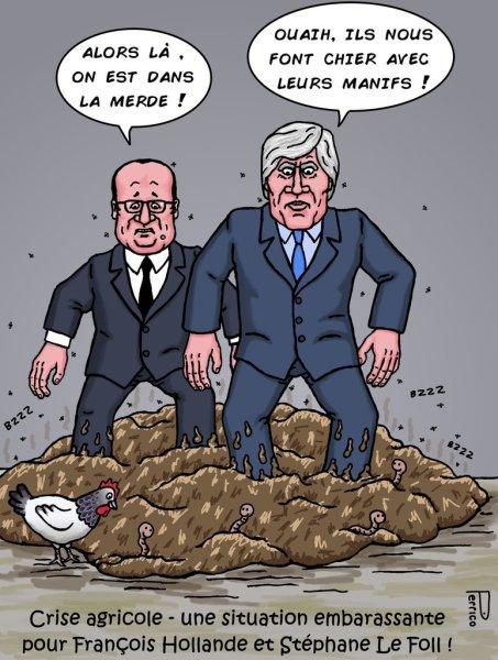 Hollande et Le Foll face à la crise agricole