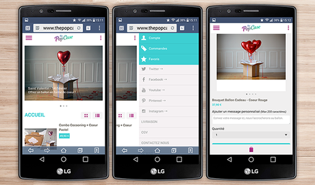 popcase application Android livraison ballon coeur pour la Saint-Valentin