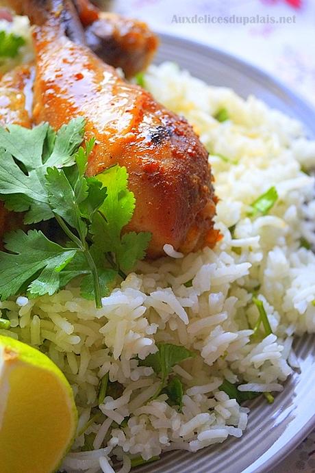 Poulet sauce soja miel & riz basmati à la coriandre