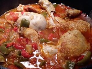 Poulet à la Basquaise. Cliquer sur les photos pour les agrandir