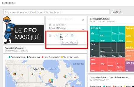 Power BI Dashboard Export Data