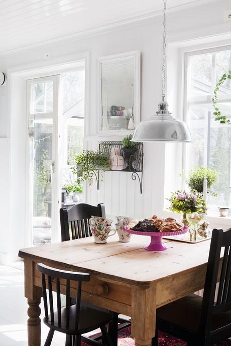 Sweden, Interior with vintage wooden table