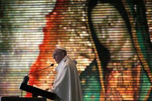 Le pape François prêchant, lors de la messe du 13 février dans la basilique Notre-Dame de Guadalupe, à Mexico.