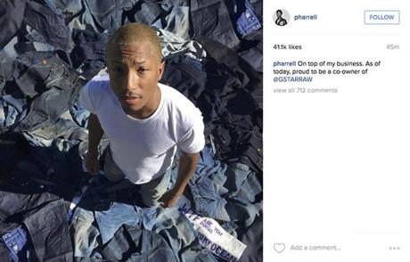 PHARRELL WILLIAMS, NOUVEAU COPROPRIÉTAIRE DE LA MARQUE G-STAR RAW