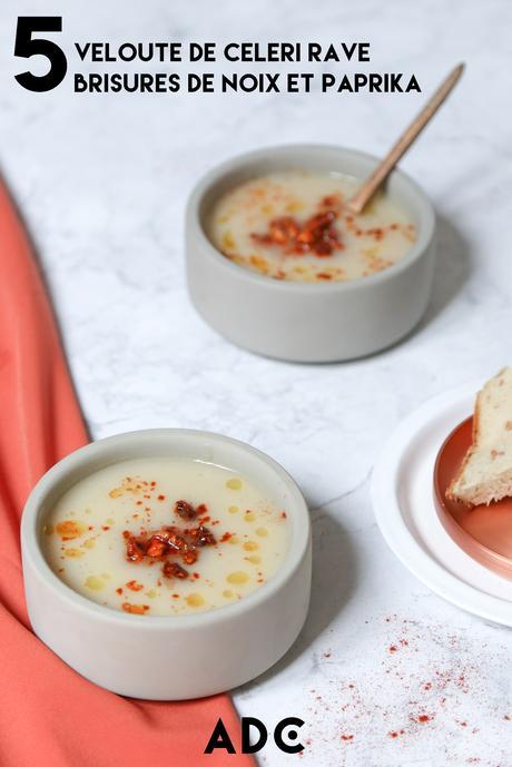 Recette de velouté de céleri rave brisures de noix et paprika