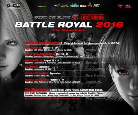 agenda Tournoi officiel internationnal Dead or Alive 5 Last Round Battle Royale 2016
