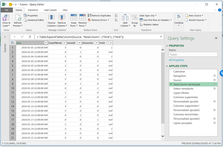 Power Query Jours ouvrables code M