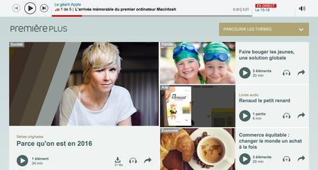 Un aperçu de la page d'accueil de Première PLUS.
