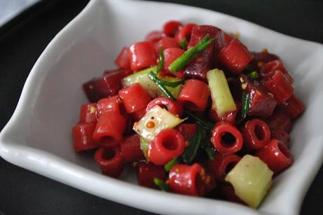 Salade de macaroni aux betteraves
