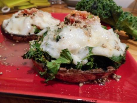 recette facile rapide champignons farcis au fromage mozzarella tomates chou kale